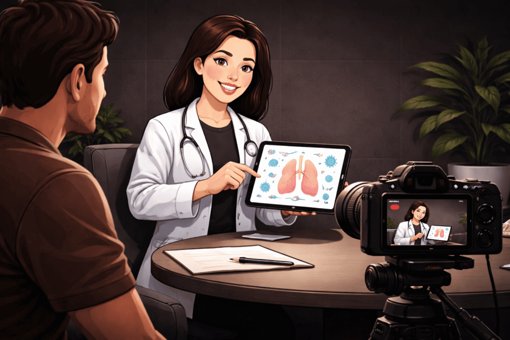 explicar doenças simples com vídeo médico