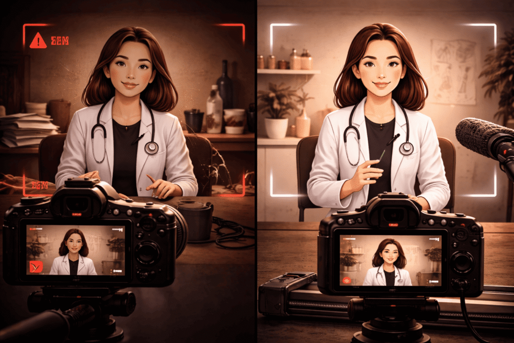 erros vídeos médicos em gravação