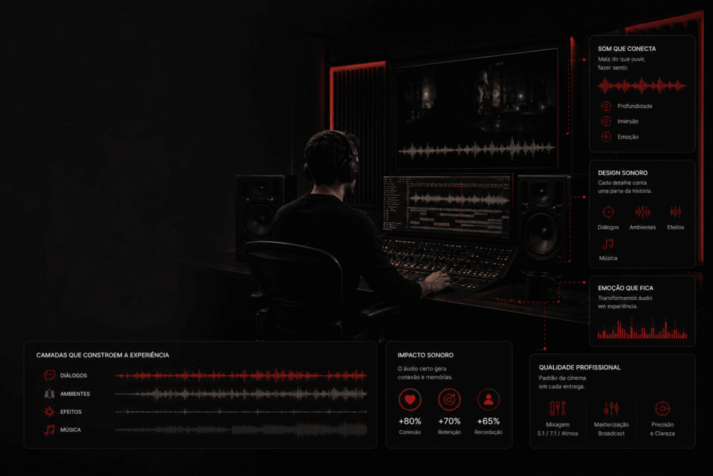sound design vídeos com edição de áudio cinematográfico profissional