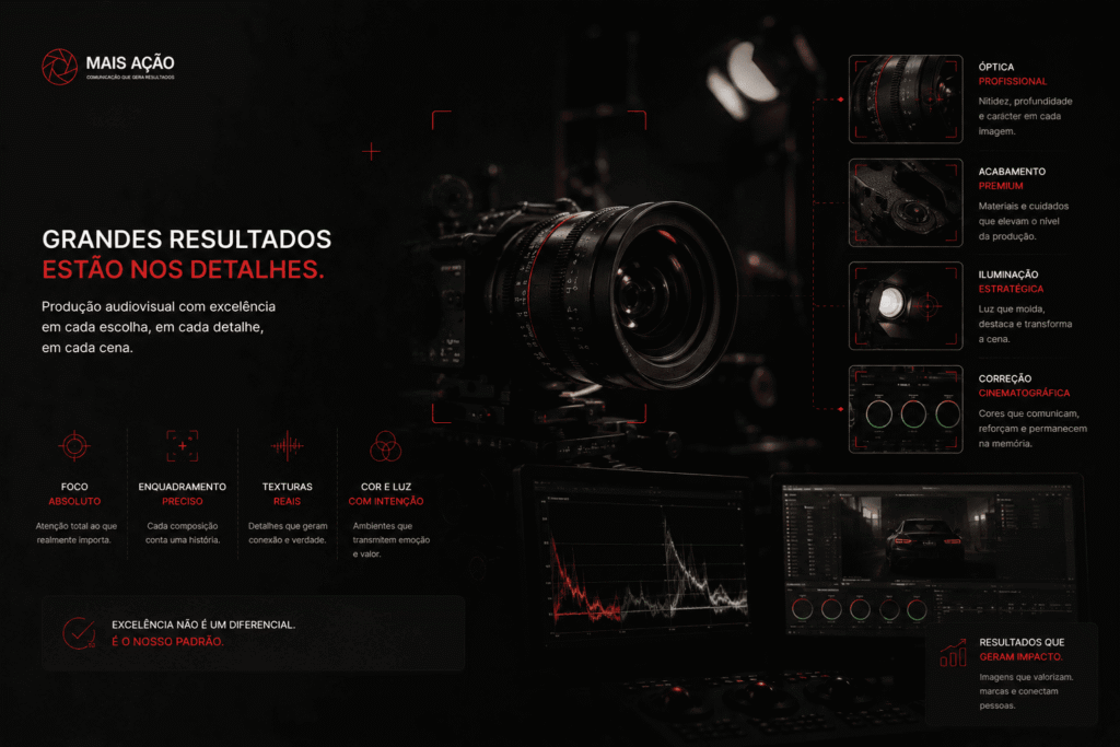 microdetalhes em produção audiovisual profissional