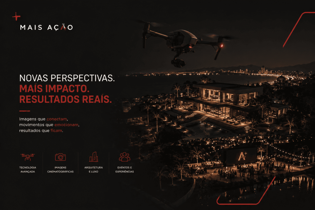 drone captando imagens cinematográficas de espaços e eventos