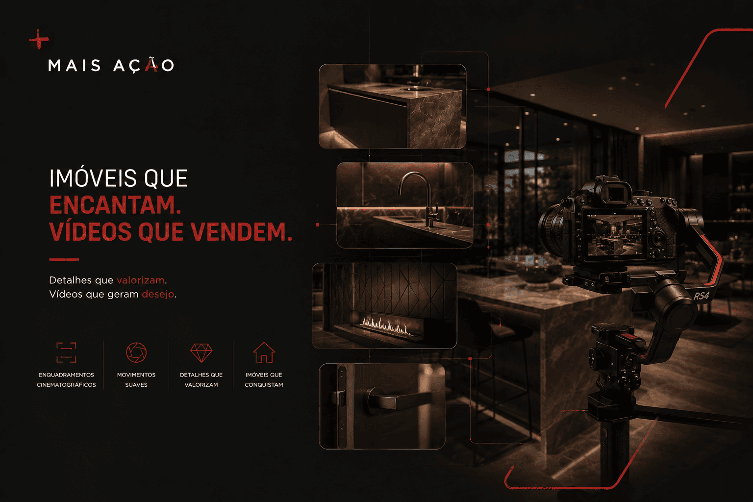 detalhes e acabamentos sofisticados em vídeo imobiliário