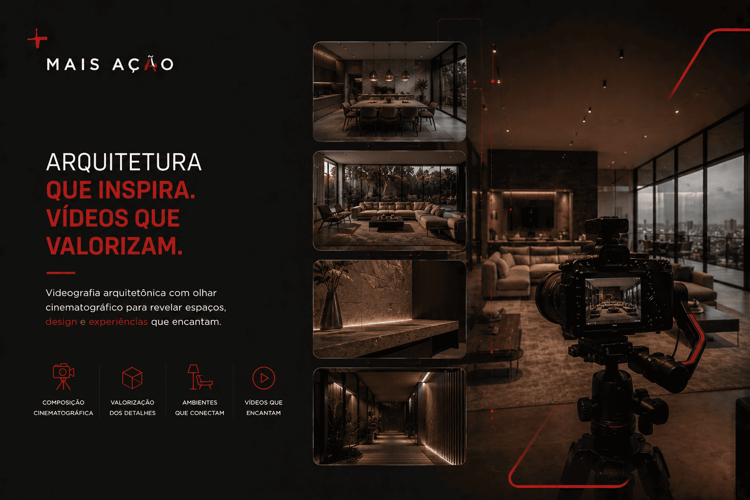 composição visual cinematográfica em vídeo de arquitetura