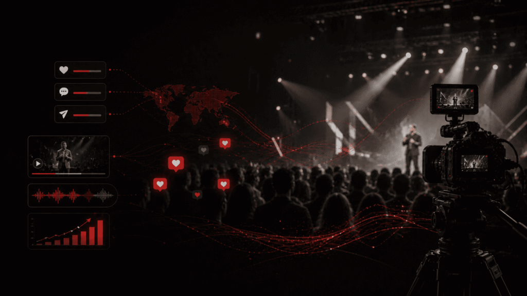 vídeo evento viralizar com produção profissional em evento ao vivo