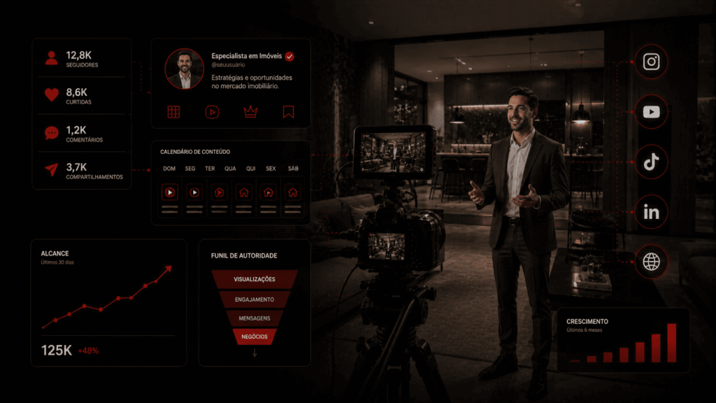 autoridade imobiliária conteúdo com produção de vídeo em imóvel moderno